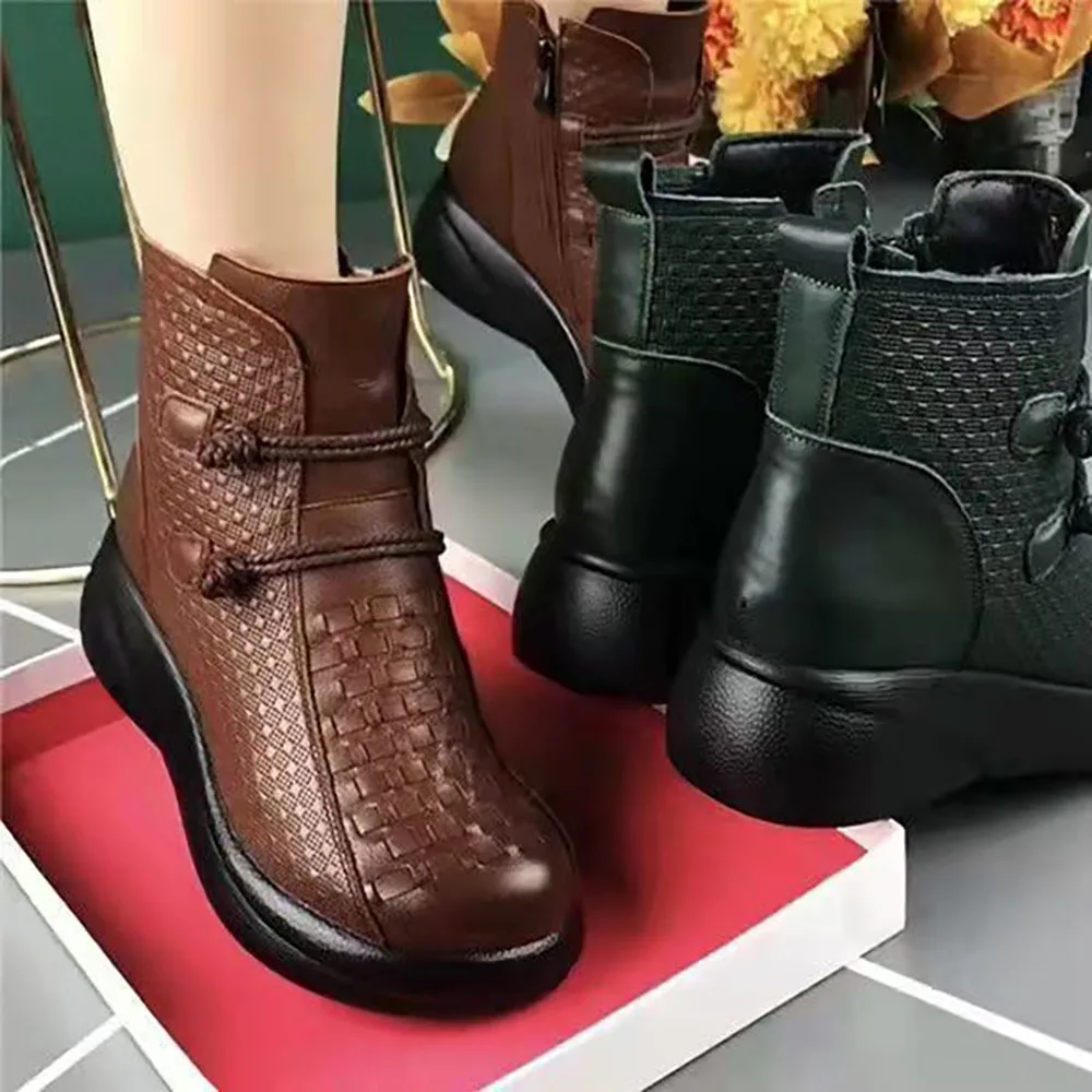 Botas Martin Isoladas de Pelúcia em Couro PU para Mulheres, Cor Sólida, Grossa, Quente, Feminina, Botas de Neve, Calçado Casual Anti-escorregadio