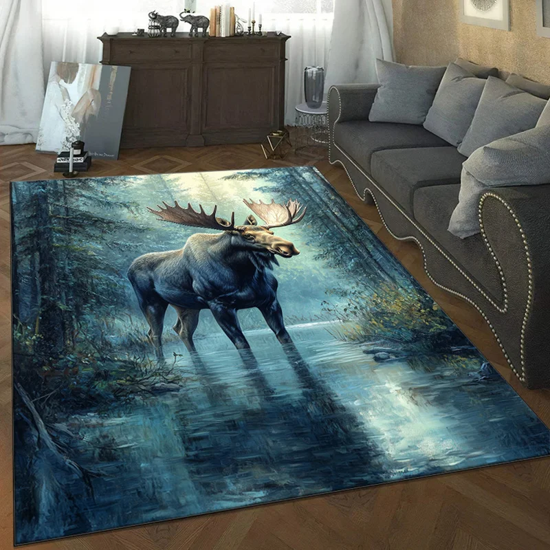 

Коврик для сцены сьего леса, полиэстер, нескользящий, для использования на открытом воздухе, рождественский домашний декор, игра для гостиной, спальни