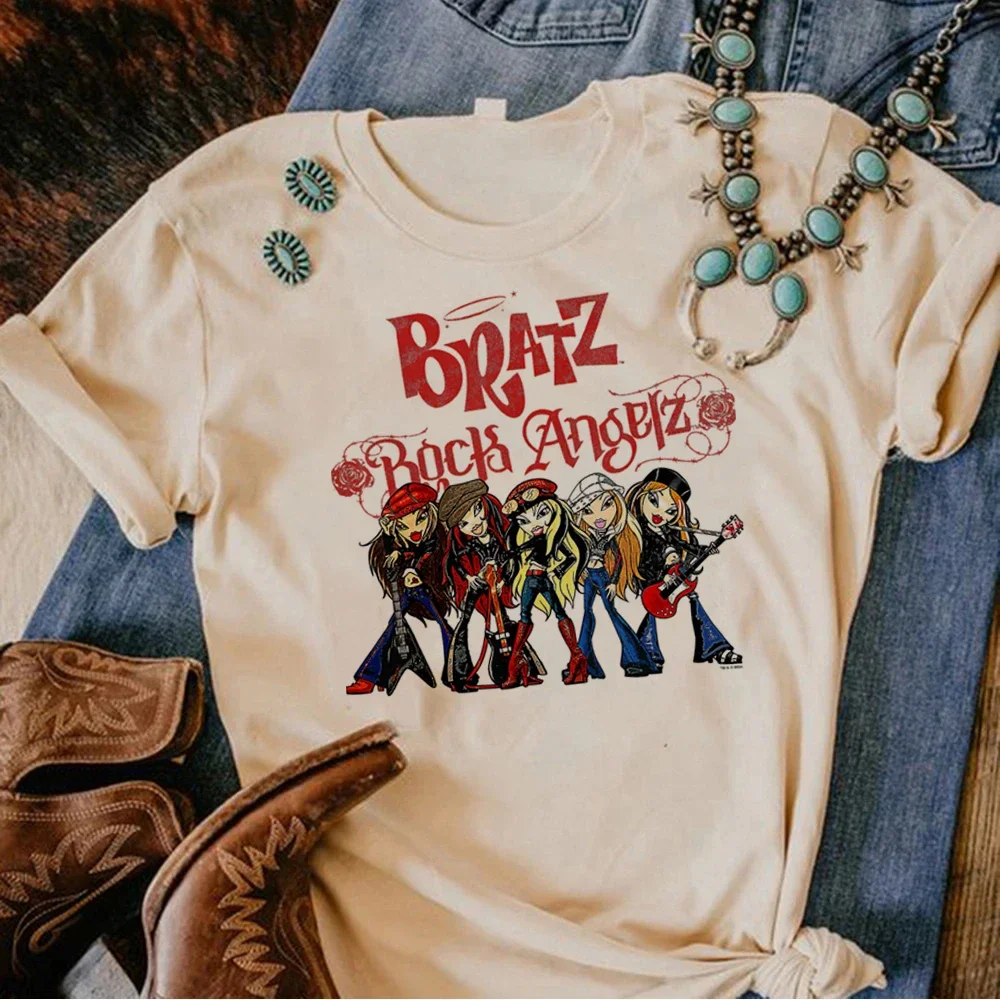 Bratz Tee Women Anime Streetwear T Shirt Girl Anime 2000s Clothes Summer Short Sleeved Tops Tees