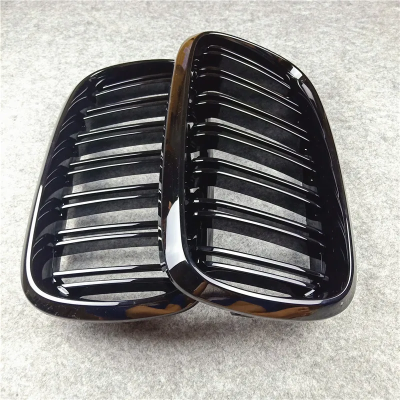 1 pair Glossy black For X1 E84 F48 X3 F25 X4 F26 X5 F15 X6 F16 E70 E71 Dual line Kidney Grilles Front Grill Grille