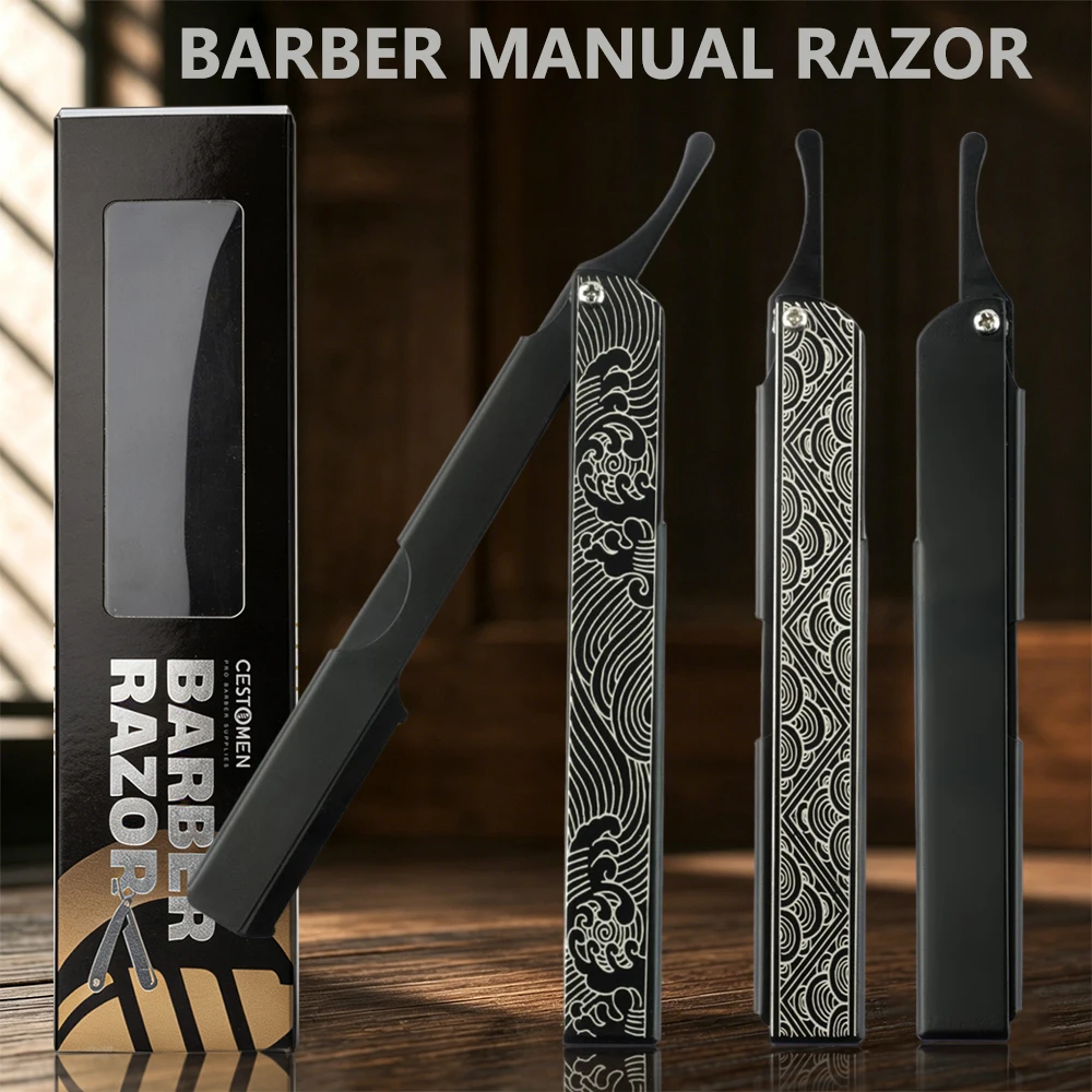 Professional Men Folding Shaving Razor Salon Replaceable Blade Manual Beard Razor Barber Hairdressing Hair Removal Razor Holder