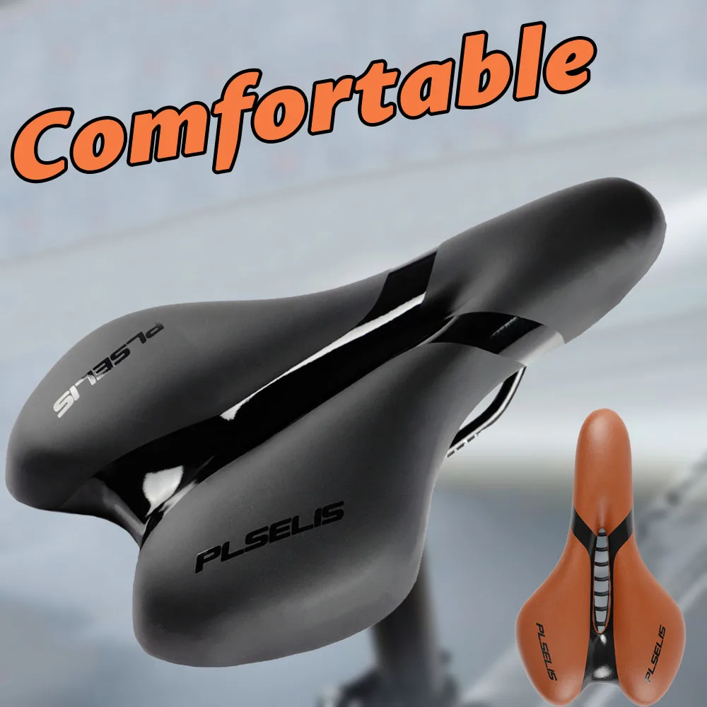 

PLSELIS коричневое велосипедное седло эргономичное удобное велосипедное сиденье мягкое силиконовое мужское и женское безболезненное удобное широкое сиденье