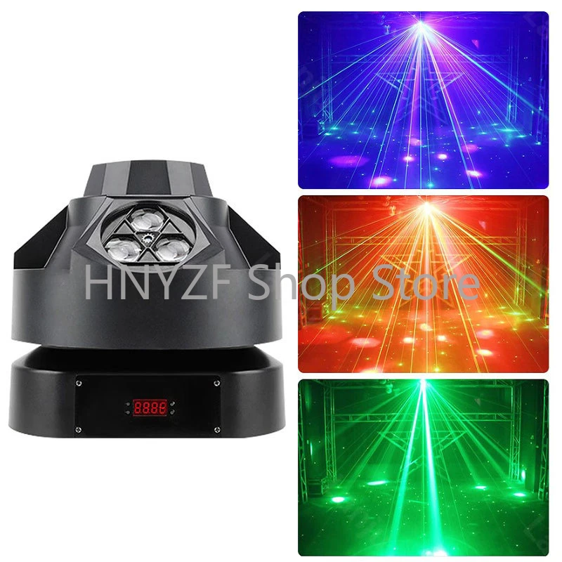 200W Dj Laser 4in1 Effect Rgb Moving Head Light Led Rotating Pattern Beam Lamp Disco Dj Wedding Party Dmx Stage Lighting