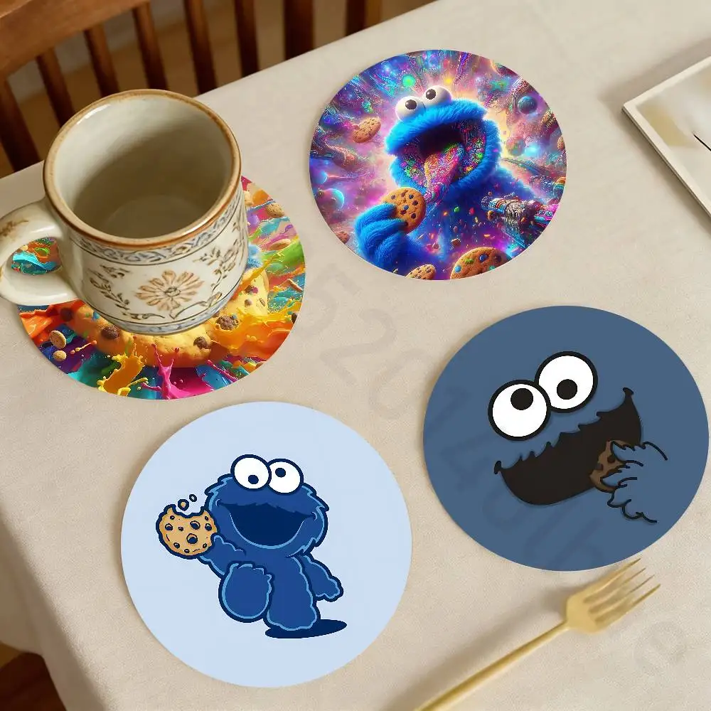 

C-Cookies Monsters Wooden Cup Coaster Tea Coffee Beverage Colour Printing Cup Mat Home Restaurant Decorations