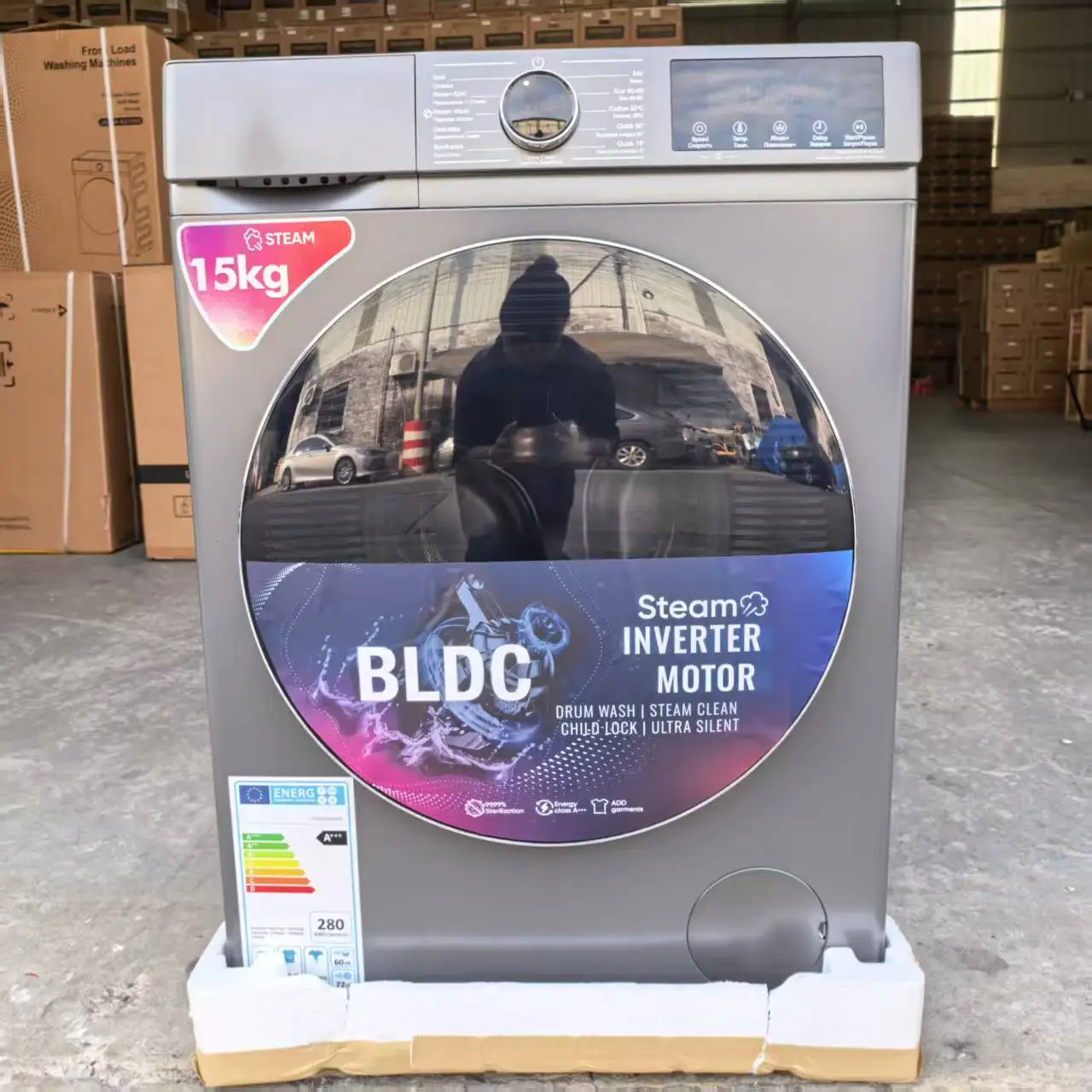 15KG Front Loading Washing Machine BLDC Inverter With Quick Wash/Steam Wash/Drum Clean EU A+++