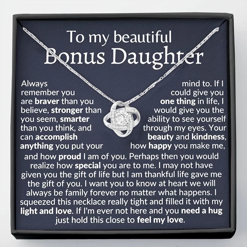 

To My Beautiful Daughter Cubic Zirconia Knot Necklace Message Card Gifts Daughter Birthday Gifts