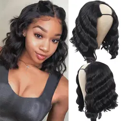 U Part Wig Body Wave Bob 250% Human Hair Wigs 8-16