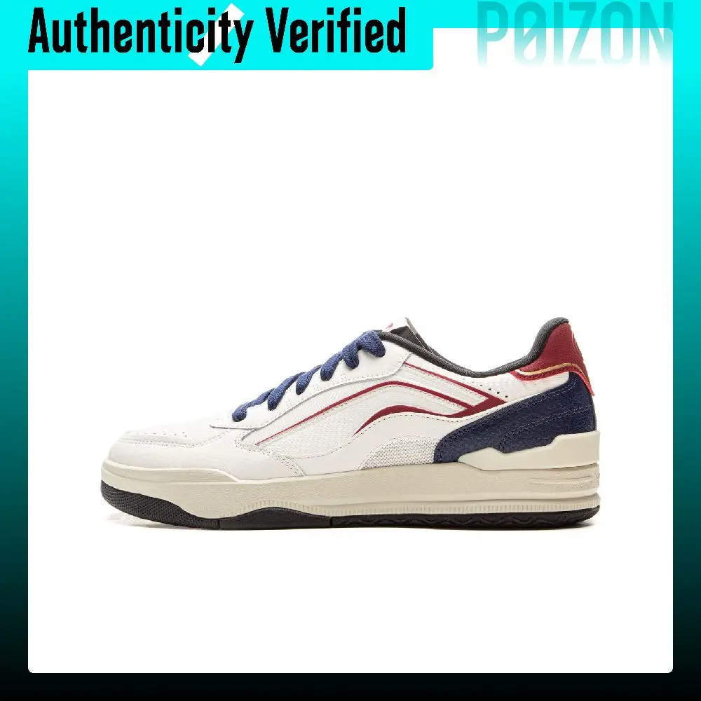 Li Ning Moon Glaze Slip Resistant, Abrasion Resistant, Breathable Low top Skateboard Shoes Men's White Blue AGCV333-4