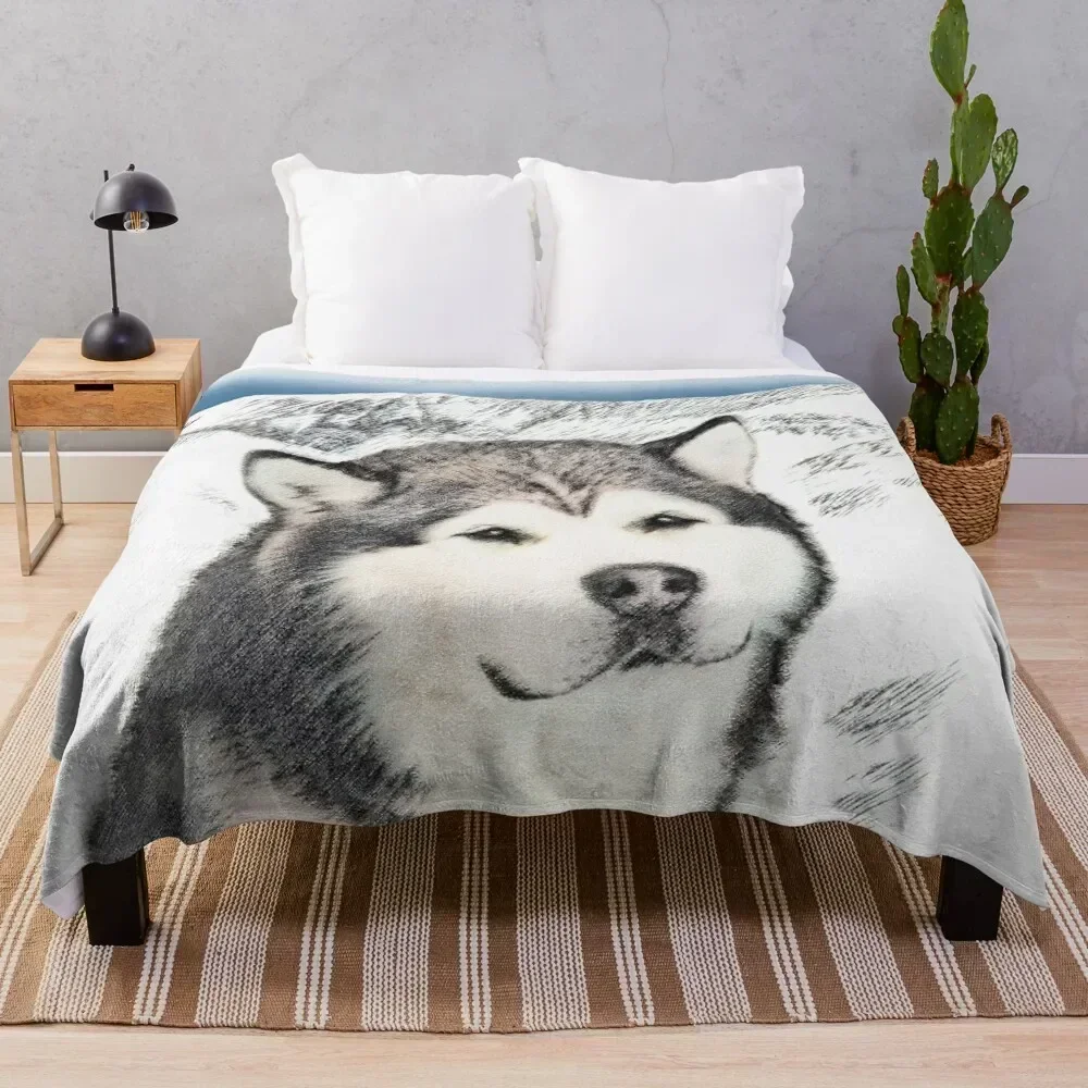 

Alaskan Malamute Throw Blanket Lightweight Warm Blanket for Travel Camping