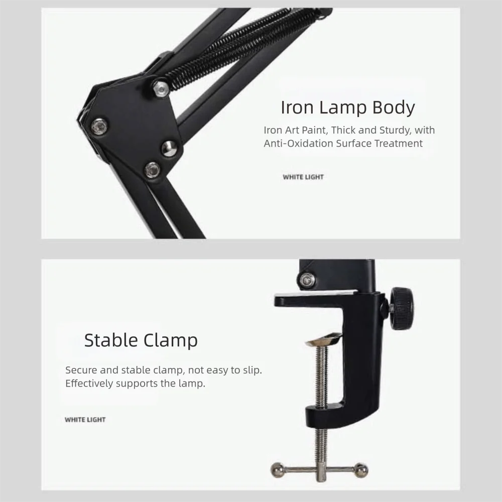 

10-уровневый USB-настольный светильник с металлическим зажимом, дизайнерская настольная лампа, складная регулируемая лупа, светильник