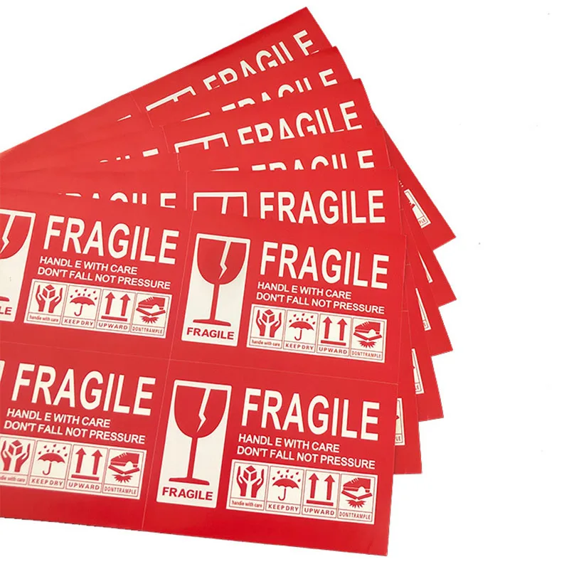 50/100pcs Fragile Warning Label Sticker Logistics Accessories Hazard Warning Sign Handle With Care Keep Express Label Adhesive