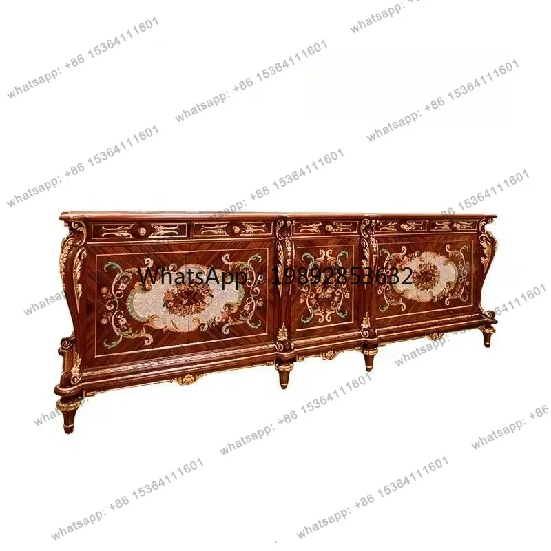 FF New Chinese classical solid wood carving flower display cabinet French foyer entrance table shell parquet dining side storage