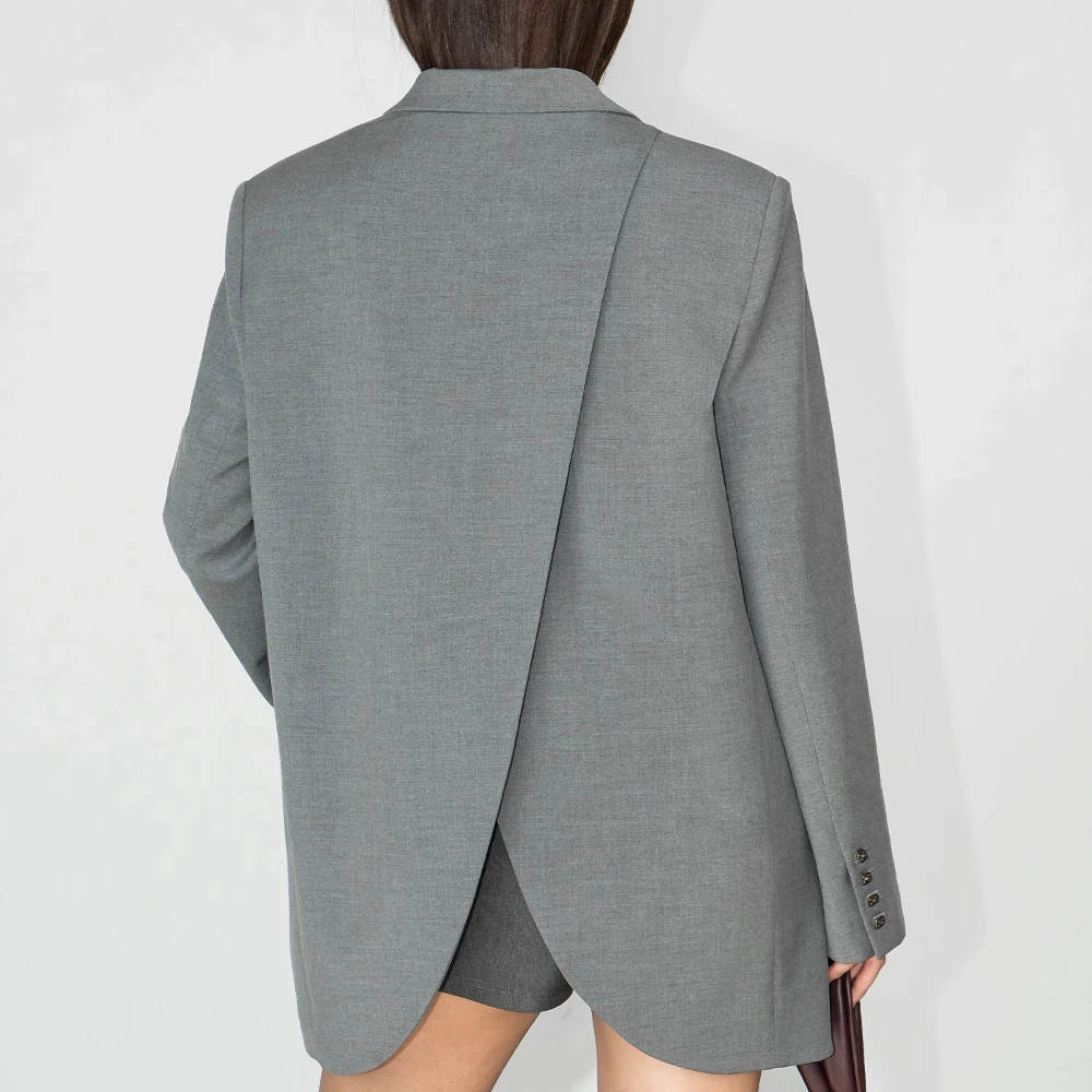 TWOTWINSTYLE Solid Loose Spliced Single Breasted Blazer for Women Notched Long Sleeve Patchwork Pockets Coat Female Clothing New