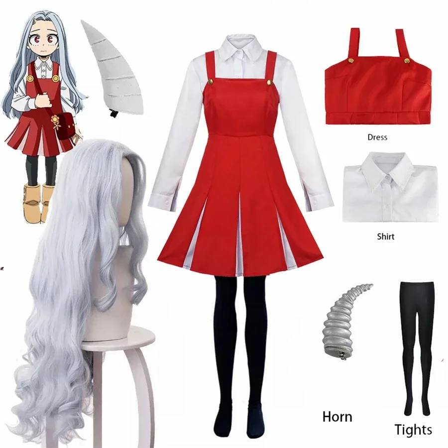 

Anime Boku no My Hero Academia Season 4 Eri Cosplay Costume Uniform Dress Halloween Costume Wig Horn Full Set Outfit