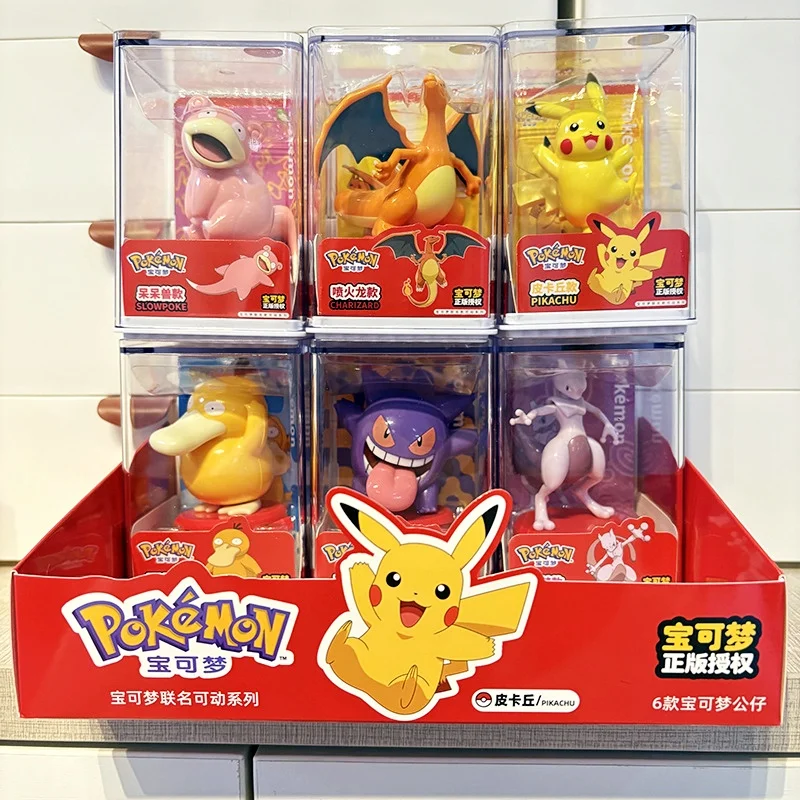 Kit de modelo de Pokémon, figuras de personajes de Anime Gengar Pikachu Charizard Slowpoke Mewtwo Series, juguetes de posición de mano para Interior de coche, regalos