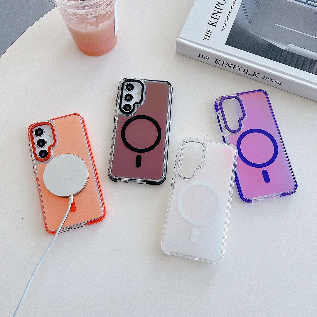 

High Quality Anti-Slip Discolor Case For Samsung Galaxy S24 Plus S25 S23 S26 Ultra A56 A36 A26 Magnetic Wireless Charge Cover