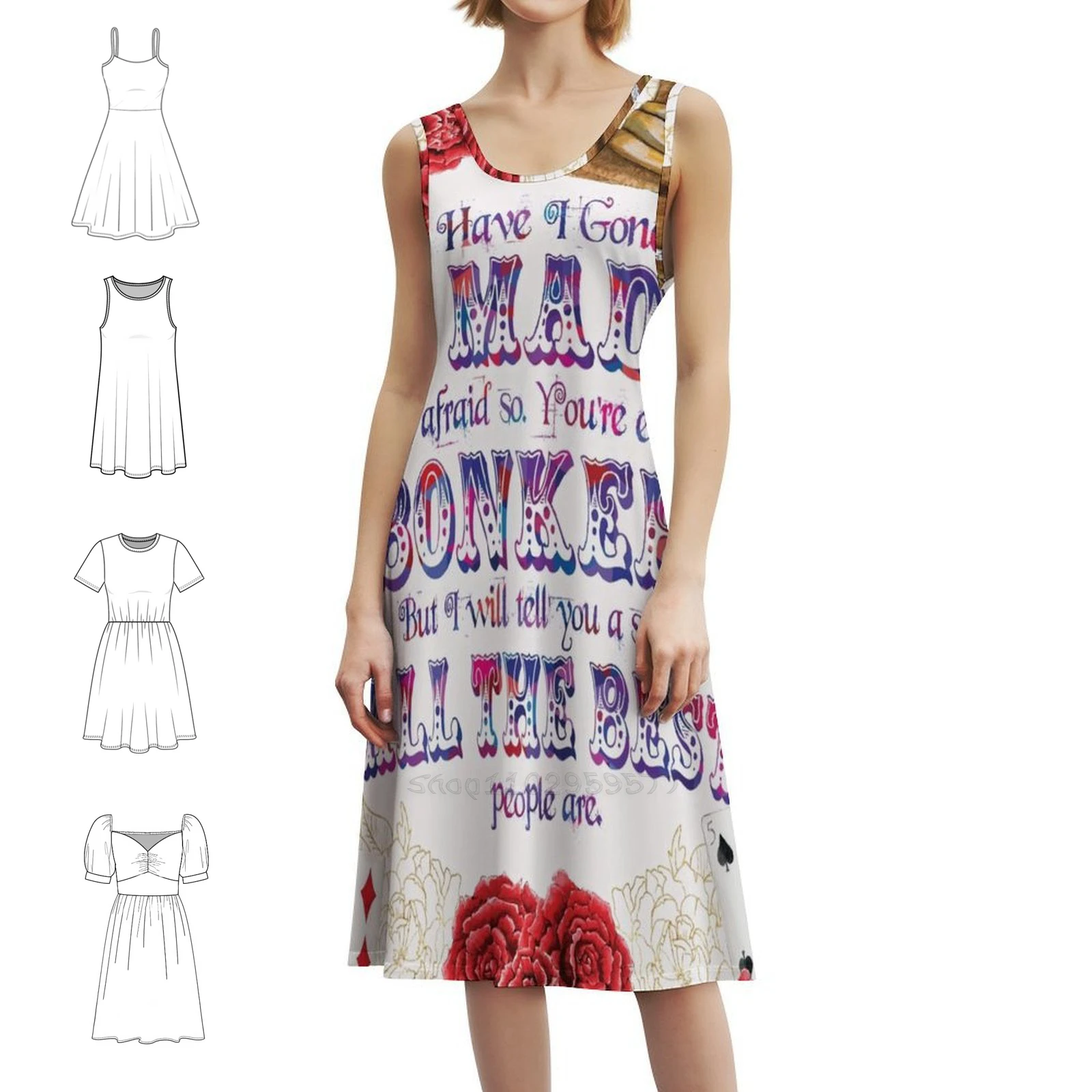 Alice In-Have I Gone Mad ? Women's Elegant Party Dress A-Line Dress With Short/Long/Sleeveless Options Alice In Classic Books