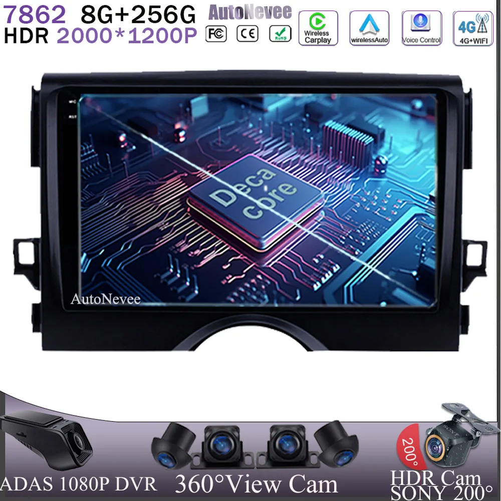 

For Toyota Reiz Mark X 2009-2019 Android 14 Auto Car Radio Multimedia Video Player Navigation GPS Head Unit Stereo No 2Din 2 din