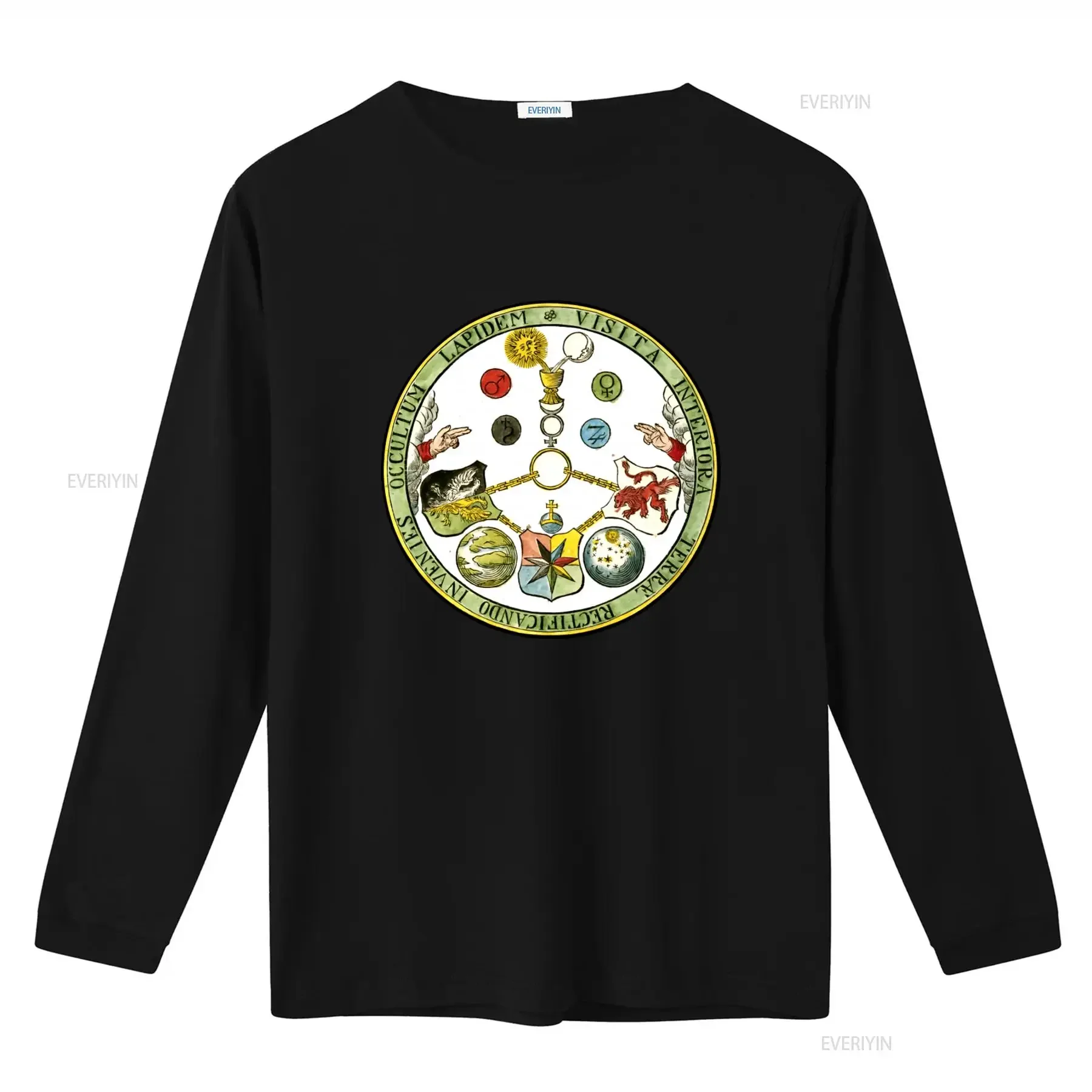 Masonic Esoteric VITRIOL Motto Freemason Symbol T Shirt Print vintage Washed Versatile Top For Everyday Wear Stretched