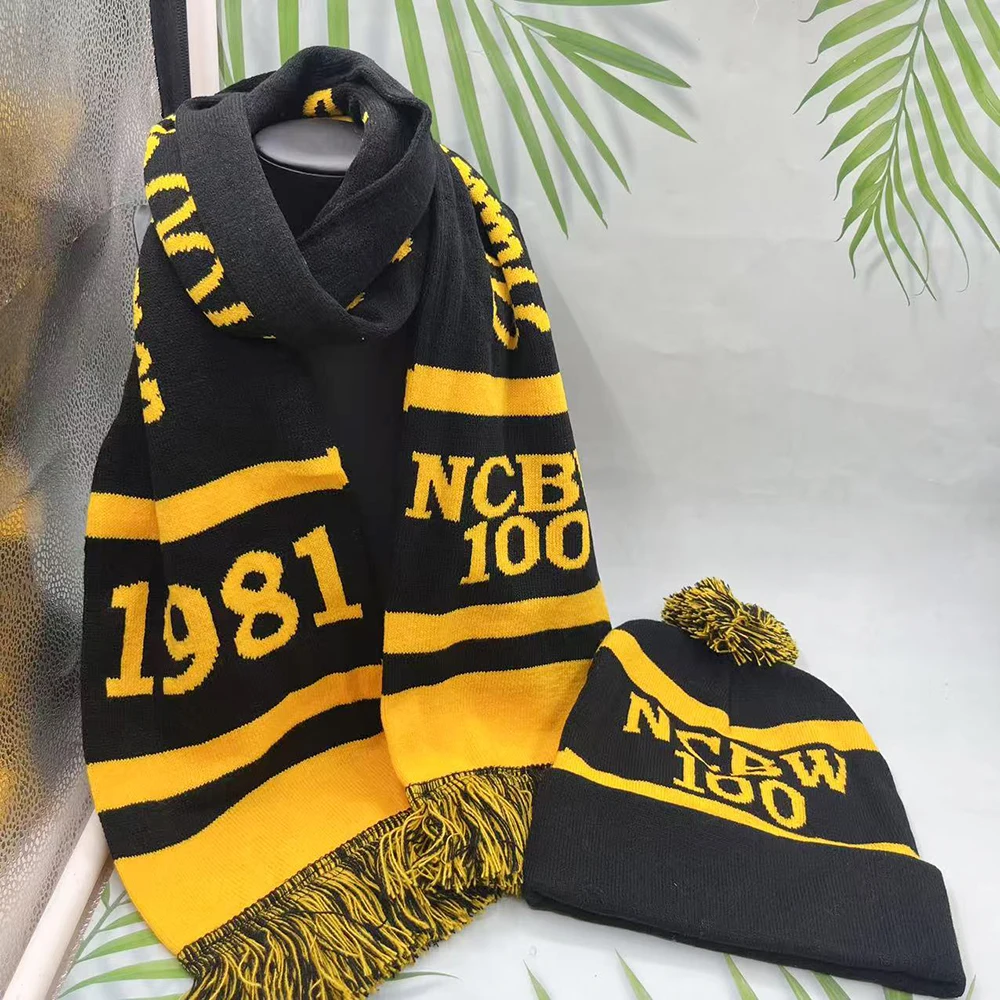 Greek Iconic Letter 1981 Party Gift NCBW Yellow Black Scarf Hat Set