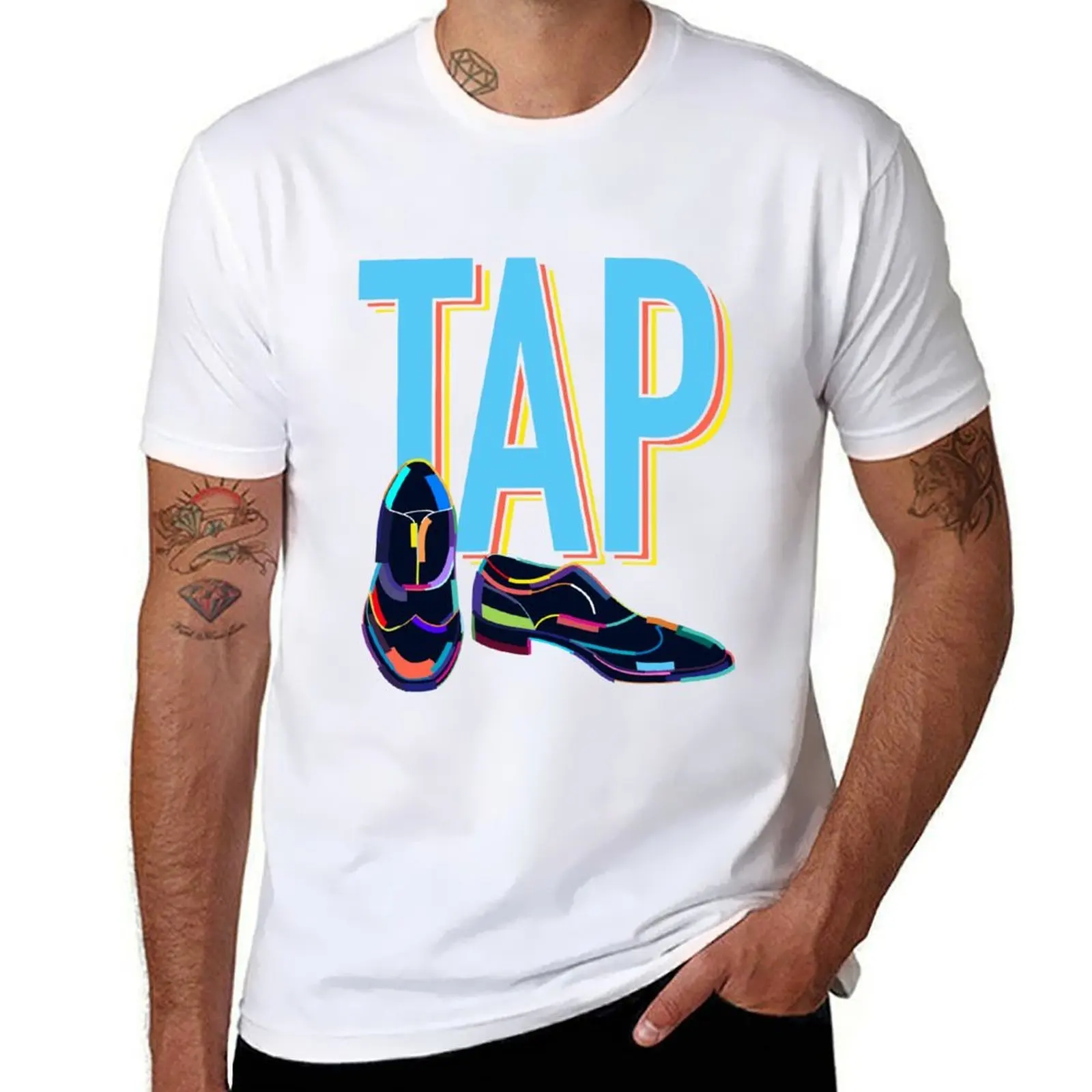 

Dancing Colorful Tap Tap T-Shirt Basic Short Sleeve Cotton Blend T-Shirt