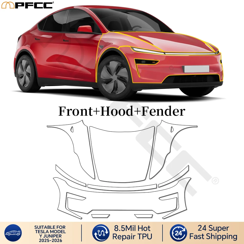 

Предварительно нарезанная защитная пленка для кузова автомобиля 9 мил TPU PPF, глянцевая прозрачная защита от царапин, внешние аксессуары для Tesla Model Y Juniper 2025
