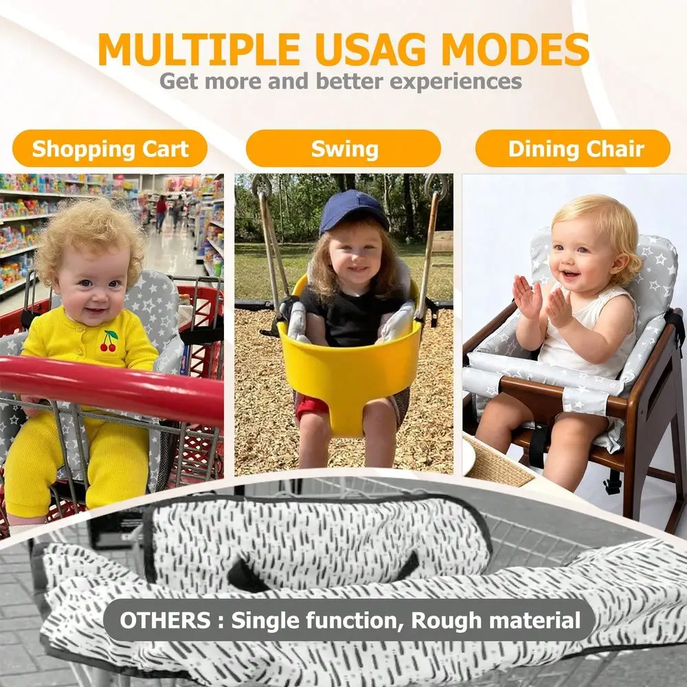 Children Shopping Cart High Chair Dining Chair Cushion, Soft Comfortable, Portable MultiFunction Kids Seat Pad