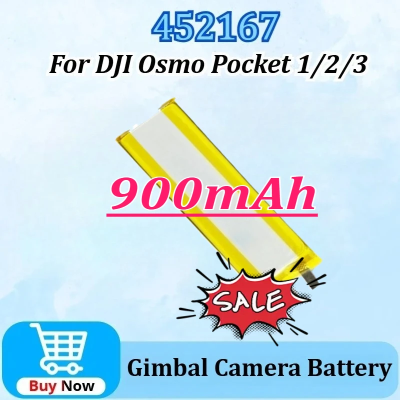 

Upgraded 452167 3.85V 900mAh Li-Polymer Replacement Battery for DJI Osmo Pocket 1 /2 /3 Handheld Pocket Gimbal Camera Lithium