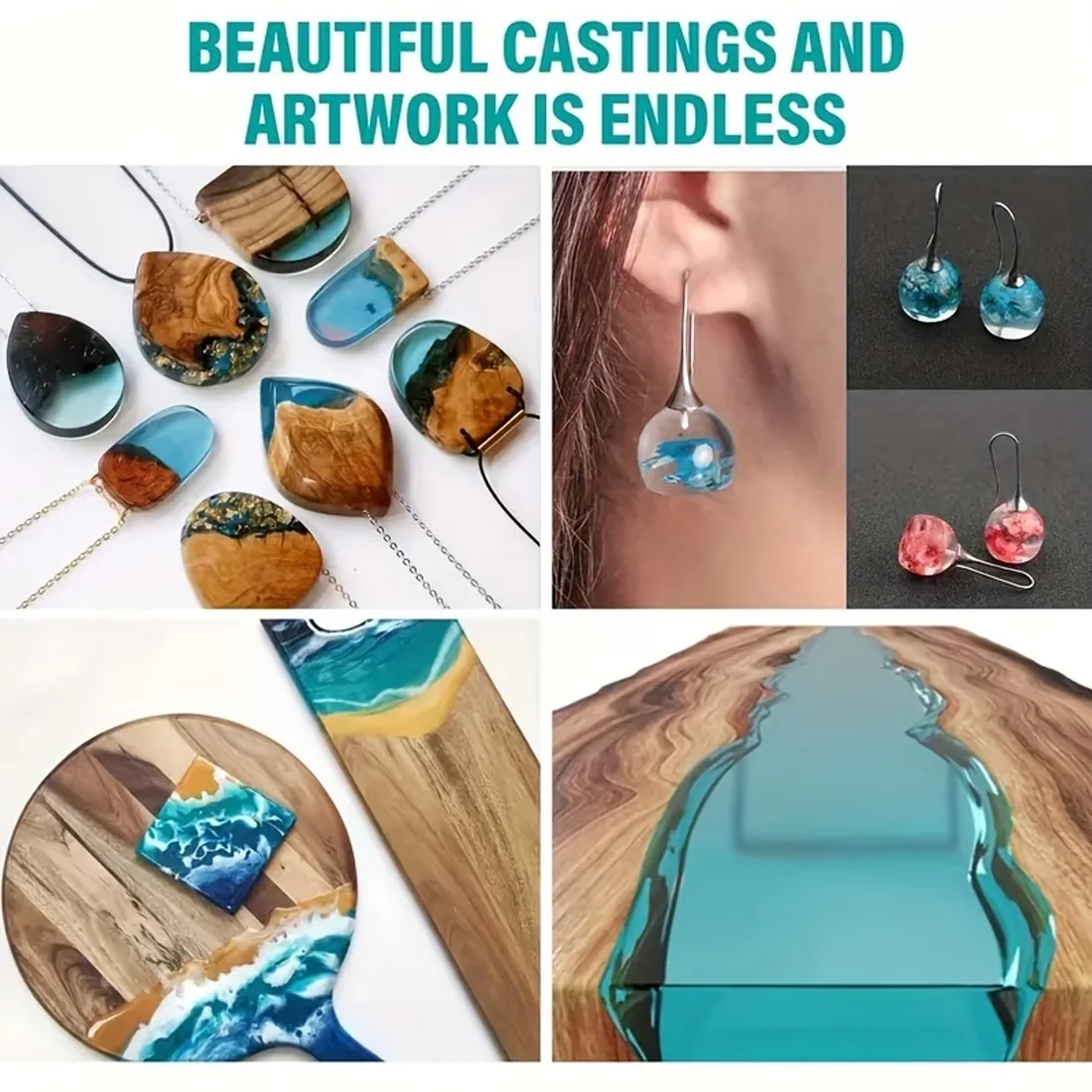 250ml-1000ml Epoxy Resin Casting Kit, Bubble-Free Fast Cure High Gloss Resin, for Jewelry Making, Dried Flower Specimen, Canvas - view 6