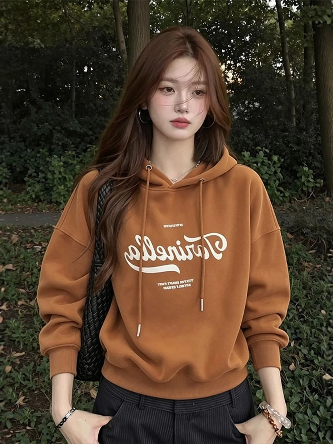 Loose Women's Hoodie Fleece Lined Casual Sweatshirt Korean Style Comfortable Base Layer Shirt plus Size Autumn Fashion