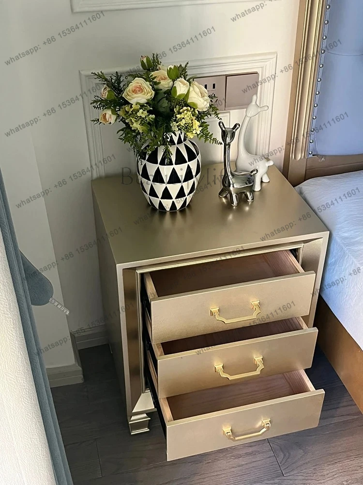 

Solid Wood Light Luxury Three-Drawer Bedside Cabinet Modern Simple Storage Cabinet