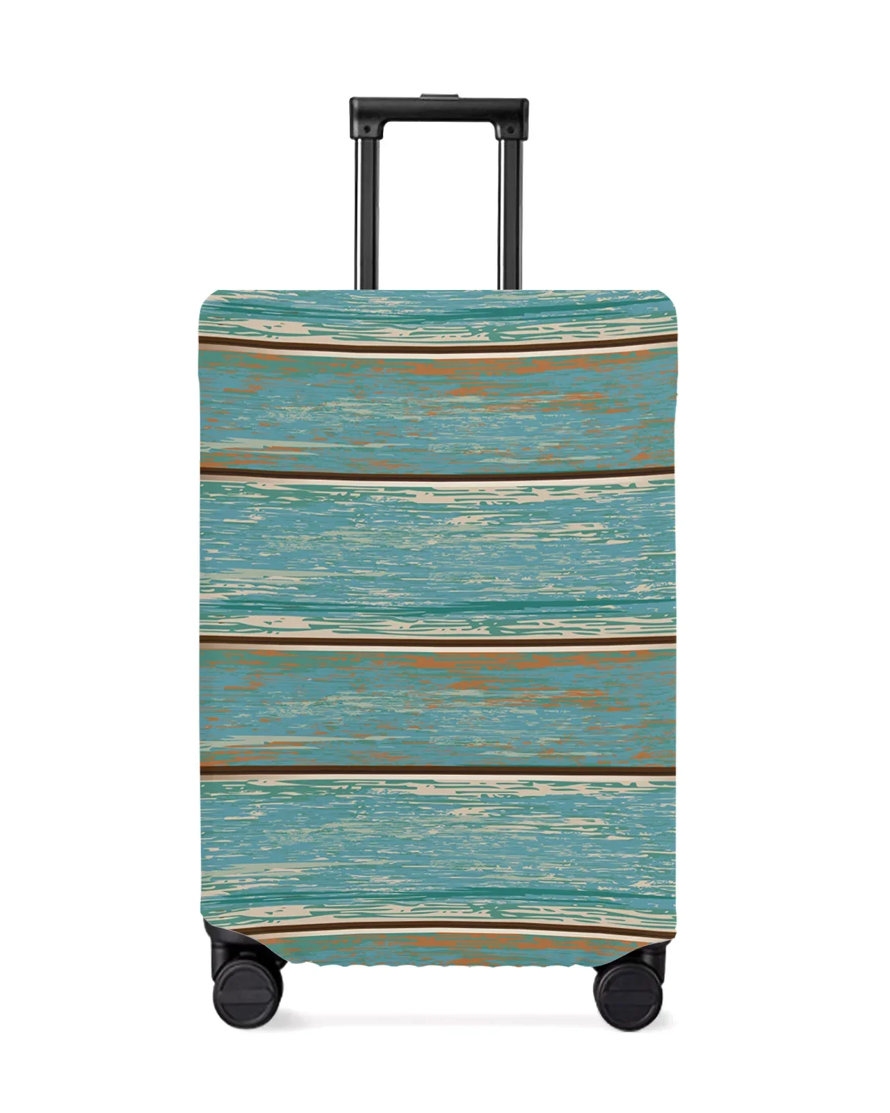 Aqua Vintage Wood Grain Rustic Travel Luggage Protective Cover for Travel Accessories Suitcase Elastic Dust Case Protect Sleeve