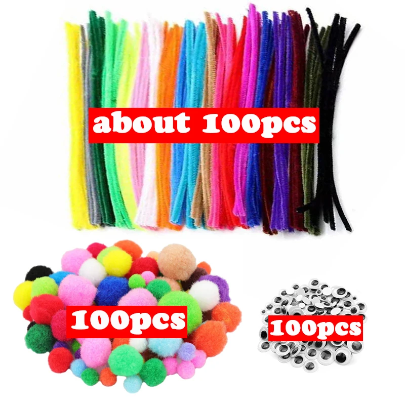 1000 stks Kids Crafts Art Supplies Kit Pijpreinigers Pompoms Schuimstickers Veer Vilt Doek Knop DIY Creatieve Ambachtelijke Speelgoed Geschenken