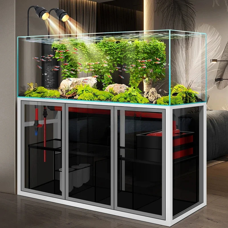 

Ultra white glass living room bottom filter, waterless ecological landscape aquarium, small and medium-sized aquarium