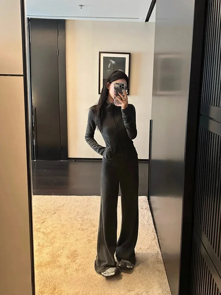 

Vintage Knit Tracksuit Set for Women: Winter V-Neck Pullover & Skirt, 2-Piece Korean Fashion Sportswear