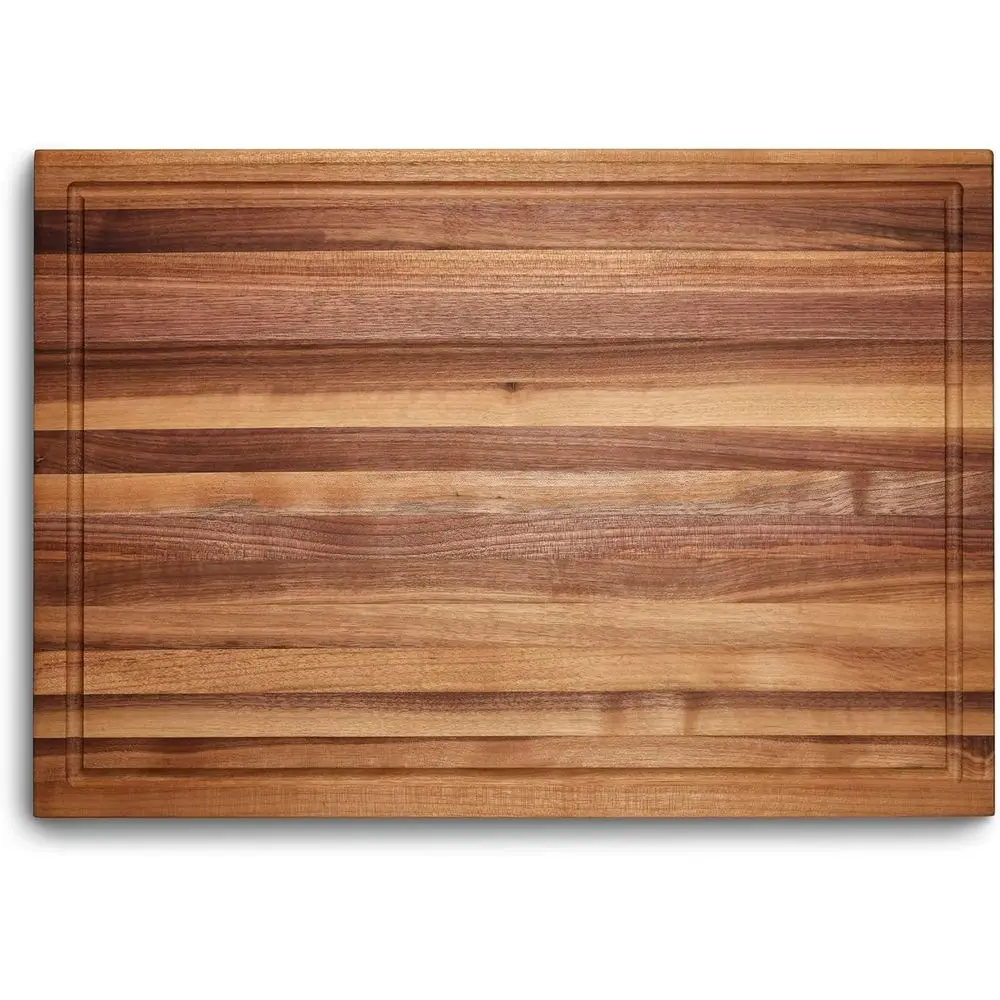 เขียงไม้วอลนัทสองด้านพร้อมร่องน้ำและหูจับ ขนาด 13.75x19.5 นิ้ว ทนทานและป้องกันรอยขีดข่วน