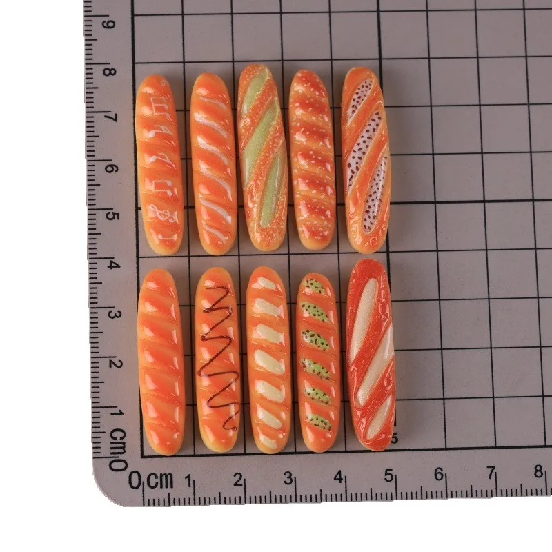 10pcs Mini French Baguette Long Stick Bread Resin Model DIY Fake Food Miniature Simulation Dollhouse Scene Ornament Accessories