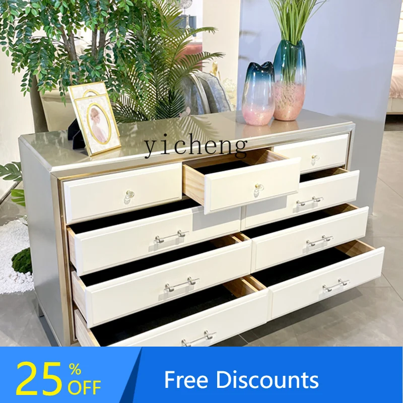 

light luxury nine chest cabinet bedroom solid wood two-color locker living room drawer entrance dining side cabinet