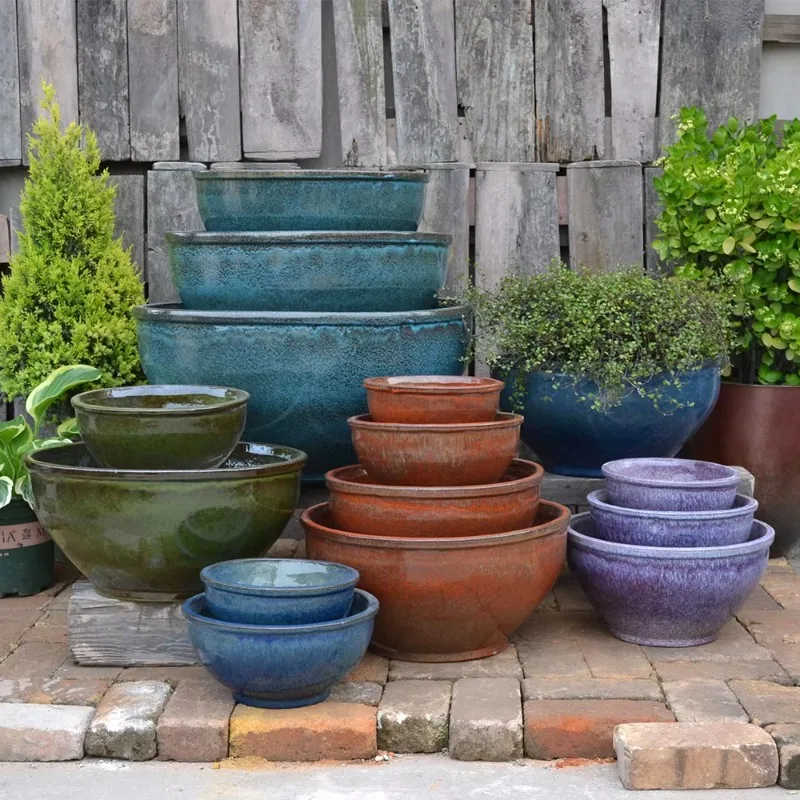 وعاء زهور سيراميك كبير لحديقة العائلة وعاء زهور المزرعة