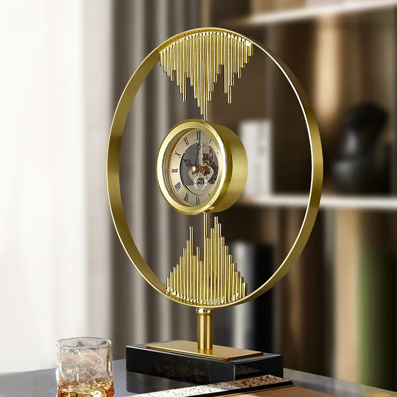 Nordic Living Room Desk Clock Mute Metal Watch Nightstand Alarm Clock Desktop Gadgets Office Desktop Clock Room Decorations