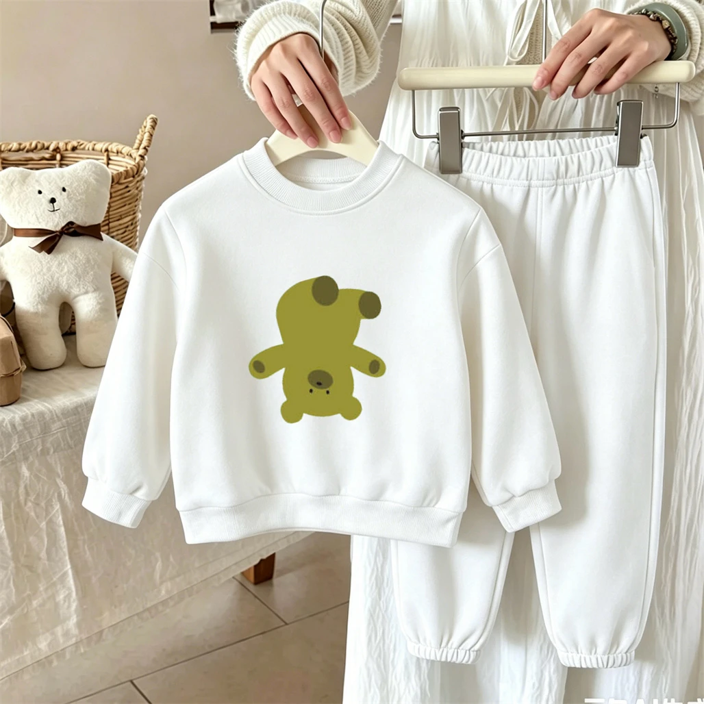 1-6Years Old Child Fashion Suits Cartoon Printed Sweatshirts Loose Pants Spring Autumn Costume Kids New Design Tops Sweatpants