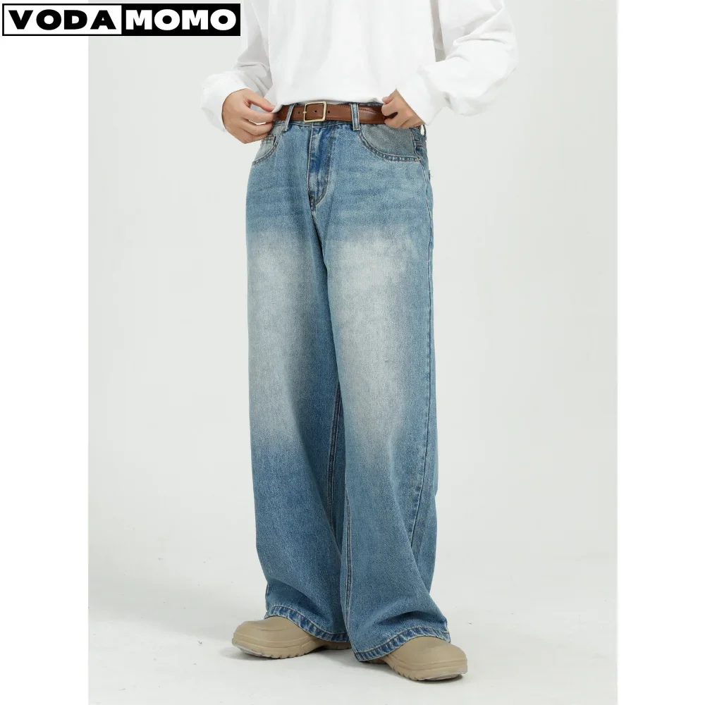 

Классические унисекс ретро синие свободные прямые длинные джинсы винтажные повседневные брюки мешковатые джинсовые брюки Y2k широкие джинсы мешковатые джинсы