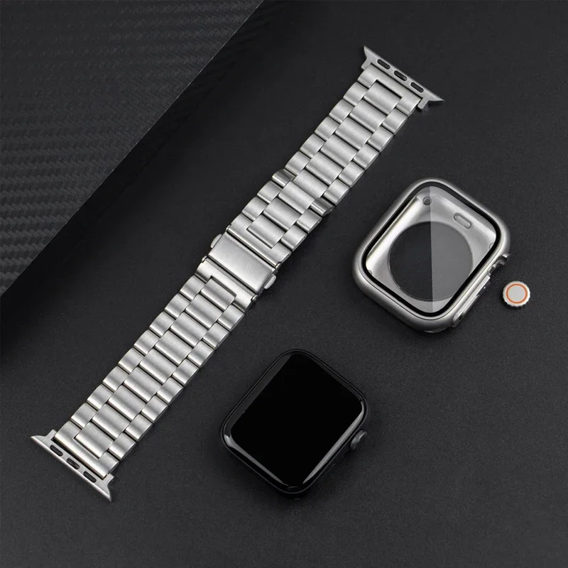 Metal Stainless Steel Strap+Case For Apple Watch Band 44mm 45mm 41mm 40mm PC Cover Change Ultra Bumper For iWatch 9 8 7 6 SE 5 4