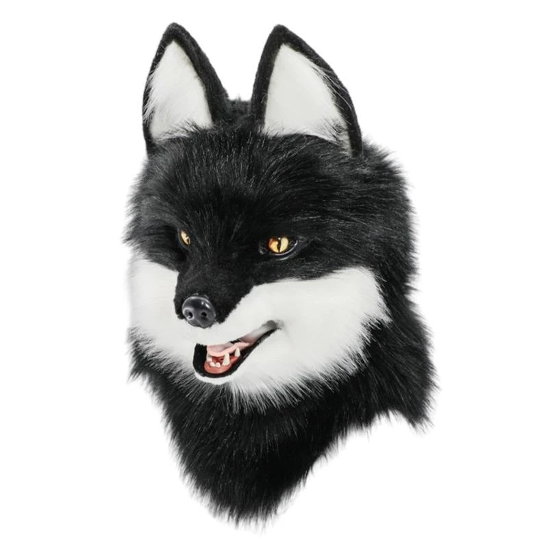 

DXAE Wolf Head Costume Mask Hat Breathable Plush Headgear Hat for Stage Performances Halloween and Cosplay Enthusiasts