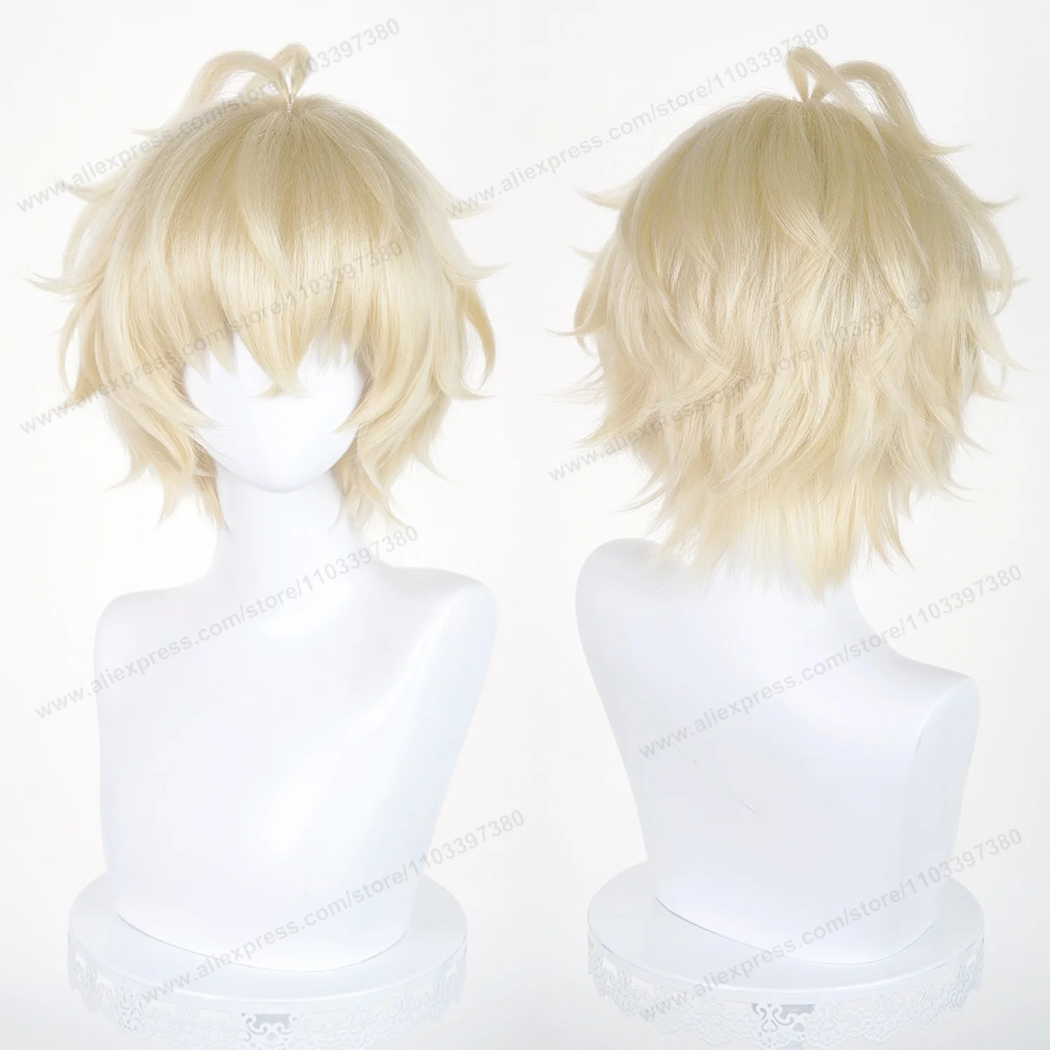 Mikaela Hyakuya Cosplay Wig 30cm Short Light Blond Man Wigs Anime Cosplay Wig Halloween Heat Resistant Synthetic Wigs