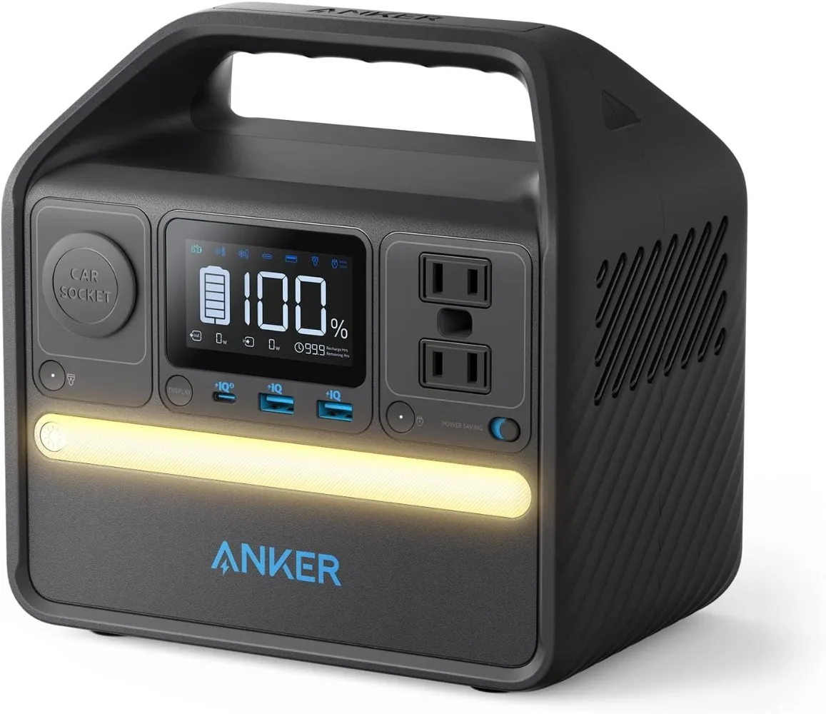 Anker 521 Portable Power Station Upgraded with LiFePO4 Battery, 256Wh 6-Port PowerHouse, 300W (Peak 600W) Solar Generator