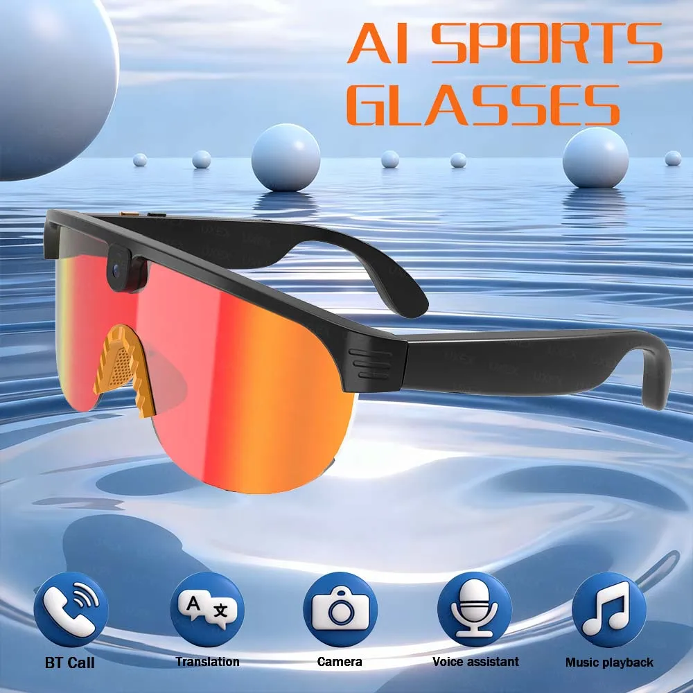 Outdoor Sports Smart Glasses 8MP Pixel Button Touch Adjustment Travel Wireless Wearable Video Recording Protection Easter Gift