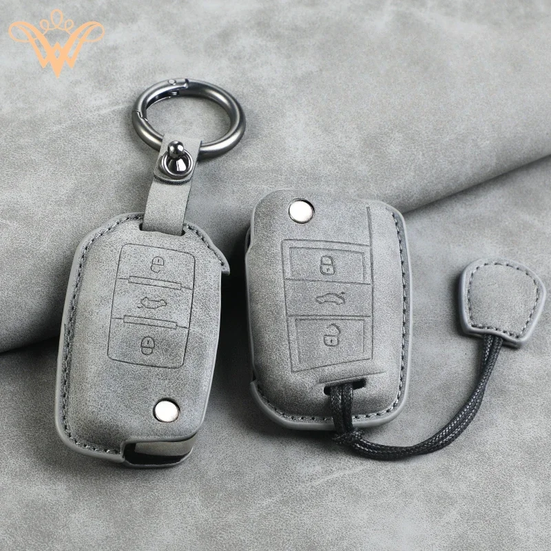 

Leather Car Key Key Case Cover For Volkswagen VW Polo Golf Passat Tiguan Beetle Caddy T5 Up Eos Skoda Octavia Seat Leon Altea