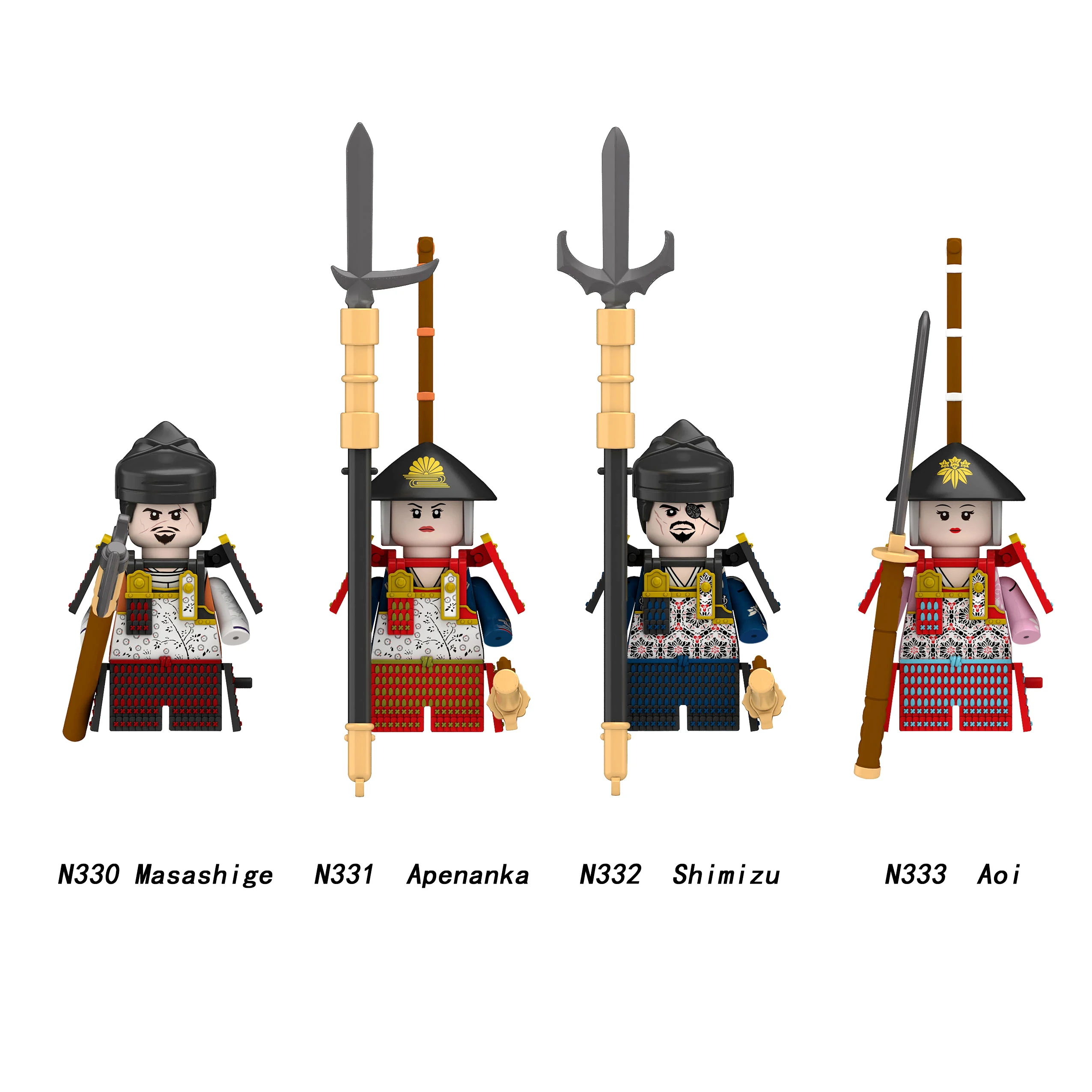 New Anime Figure Samurai Minifigure Katana Naginata Sword Bow Arrow Armor Model Building Blocks Kids Toys Gifts For Boys Girls