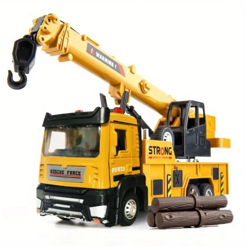 1/32 합금 크레인 모델 사운드 라이트 효과 어린이 장난감 풀백 트럭 건설 크레인 관성 자동차 차량 장난감 어린이 선물